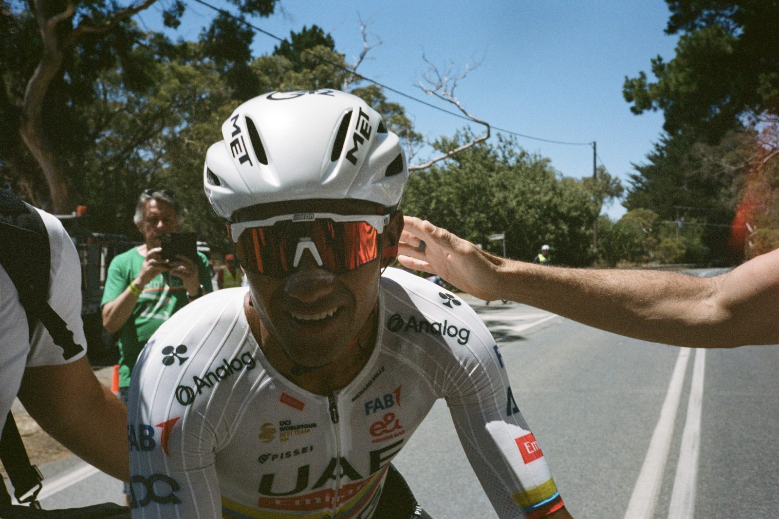 A stage winner on Willunga Hill, Narváez's face is a picture of joy