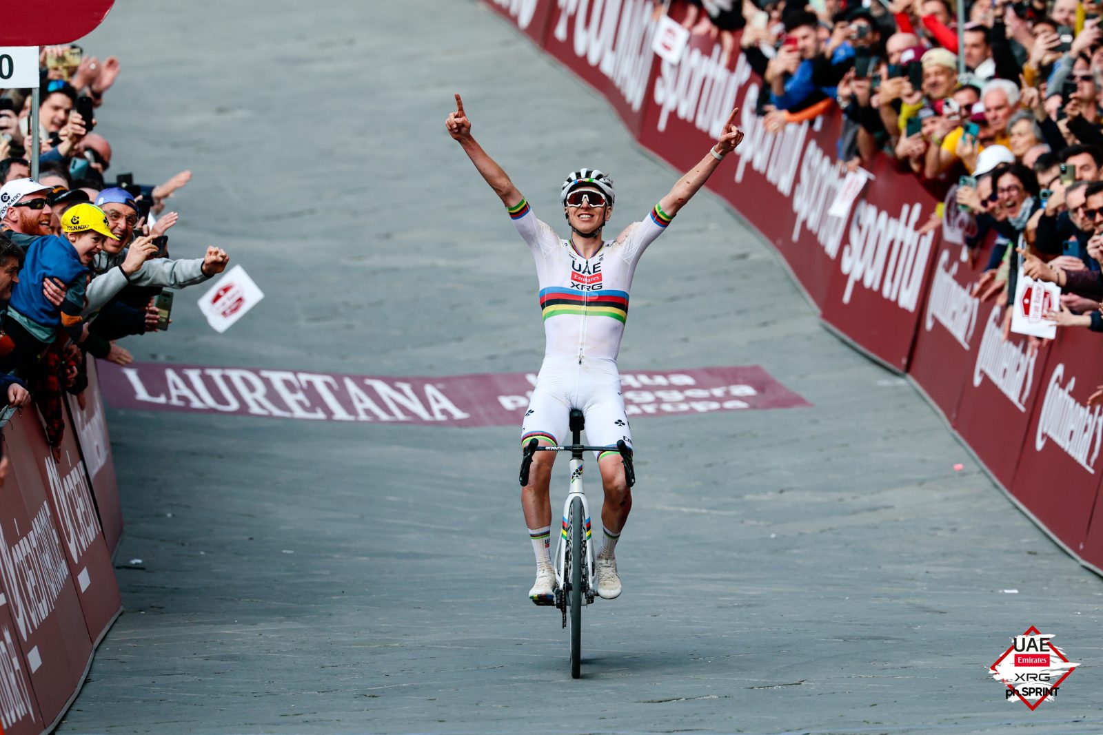 Tadej Pogačar becomes only the second man to win Strade Bianche on three occasions